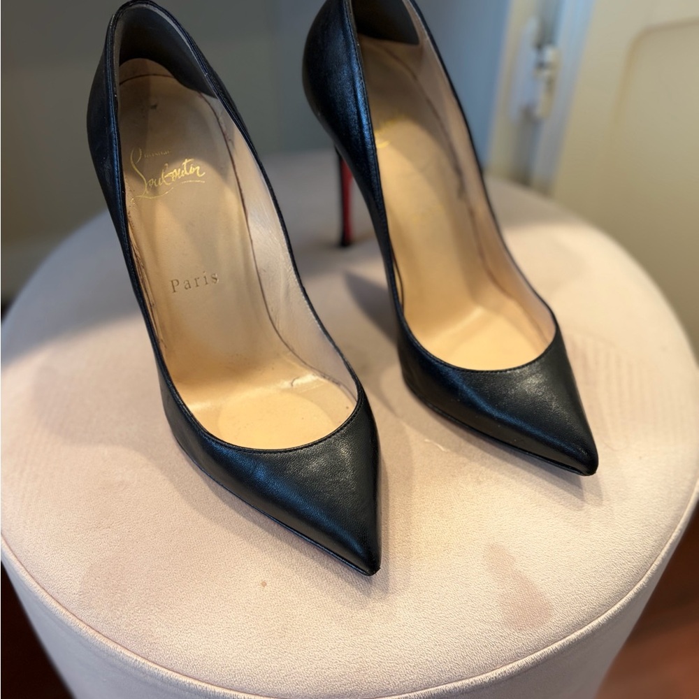 Christian Louboutin Black Leather Pointed Pumps - Picture 2 of 6